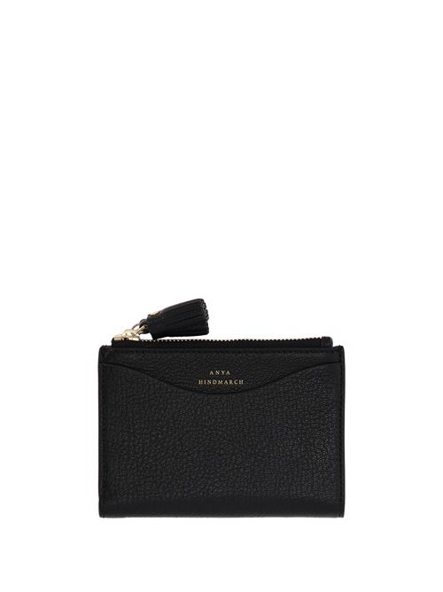 Portafoglio nero con zip e interno rosso ANYA HINDMARCH | 159906Black